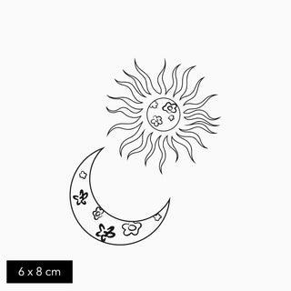 Temporary Moon and Sun tattoo by gotink.xyz