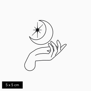 Temporary Moon in your Hands Tattoo